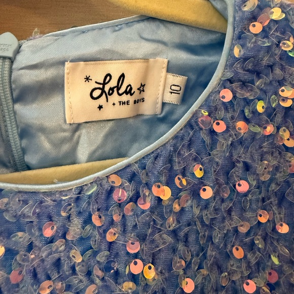 Lola & The Boys Blue Sequin Snow Angel Shimmer Dress - Picture 4 of 8